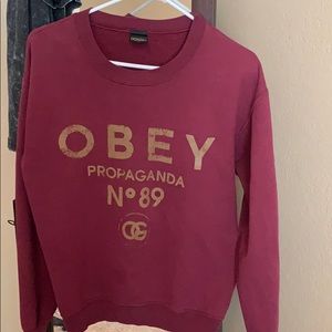 Obey Maroon crew neck sweatshirt
